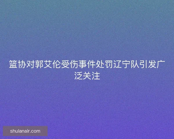 篮协对郭艾伦受伤事件处罚辽宁队引发广泛关注 篮协对郭艾伦受伤事件处罚辽宁队引发广泛关注